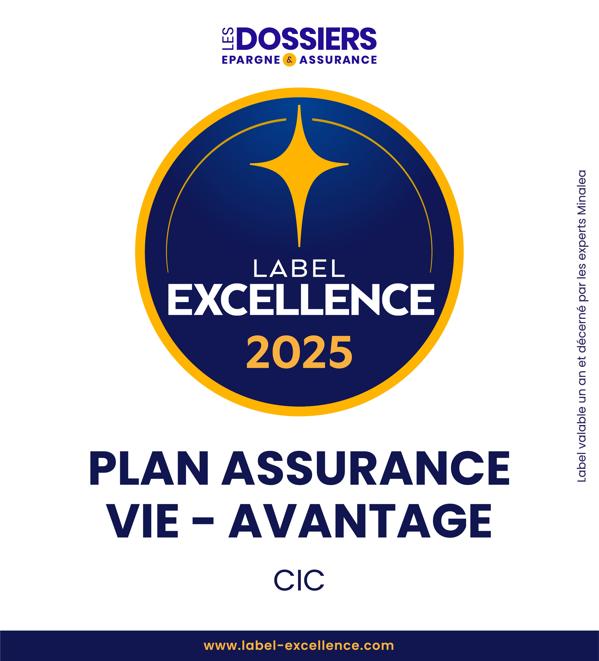 Les Dossiers de l’Épargne - Label Excellence 2025 - Plan Assurance Vie Avantage - CIC
