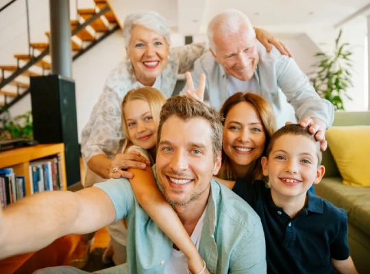 family taking a selfie