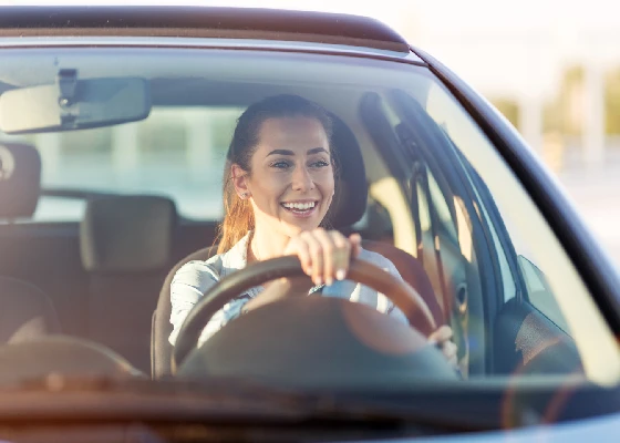 woman driving car