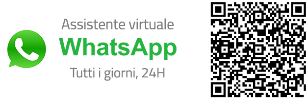 Contattaci su WhatsApp per avere assistenza virtuale tutti i giorni e h24 | Inquadra il QR-code con il tuo smartphone per iniziare la chat.