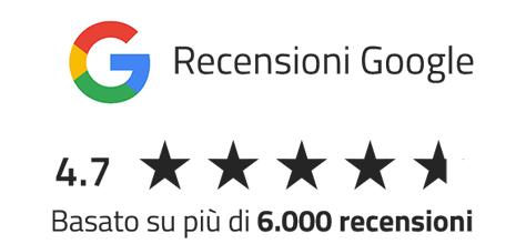 Recensioni Google: 4.7 su 5 basato su più di 6.000 recensioni